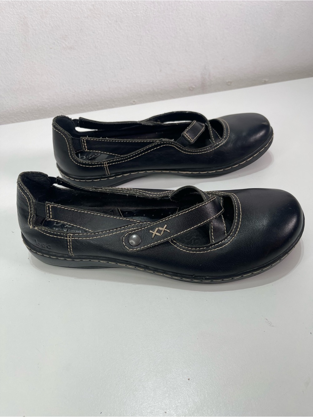 Born BOC Black Mary Jane Leather Shoes Women's 8 M Flats Comfort Slip On Preppy - Picture 3 of 8
